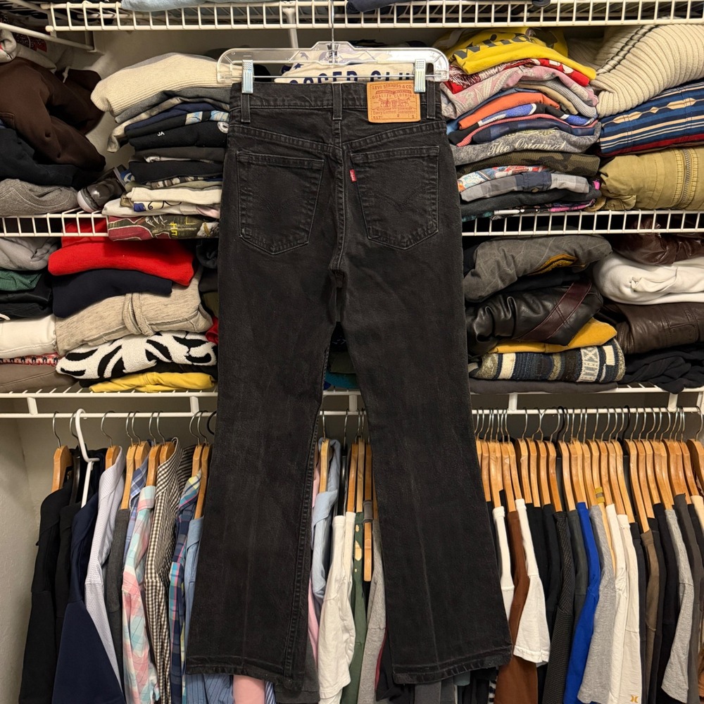 Vintage Levi's 517 Boot Cut Junior Cut Jeans Womens 3 (26x30) Black USA Stretch